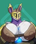 aegislash anthro armor big_breasts big_penis blue_penis bodily_fluids breast_play breasts cloak clothed clothing diamond_grenadier duo faceless_character faceless_male female fusion generation_1_pokemon generation_6_pokemon genital_fluids genitals glowing glowing_genitalia glowing_penis hand_on_breast headgear hektor_the_horny_edgy_knight helmet honedge horn huge_breasts humanoid male male/female nidoqueen nintendo penis pokemon pokemon_(species) pokemon_fusion precum scar sex surprised_expression titfuck titfuck_under_clothes