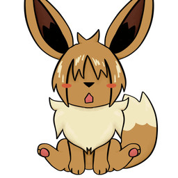 ambiguous_gender black_nose blush chibi feral hair hair_over_eyes open_mouth sitting solo tail jackrabbit_(artist) nintendo pokemon munchkin_(jackrabbit) eevee generation_1_pokemon pokemon_(species) 1:1 2024 absurd_res digital_media_(artwork) hi_res ibispaint_(artwork) shaded trans_(lore) trans_man_(lore)