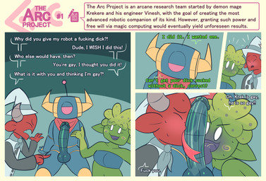 1_eye 2_horns blue_body clothing collaborative_oral dialogue fellatio female genitals green_body group hat headgear headwear horn licking machine male male/female male/male mostly_nude oral penile penis penis_lick pink_eyes plant profanity red_body scarf scarf_only segmented_penis sex speech_bubble surprised text tongue trio white_eyes gemsum arc_(gemsum) krekere_(gemsum) vinesh_(gemsum) demon elemental_creature flora_fauna humanoid robot 2024 comic english_text hi_res