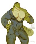 2017 abs anthro athletic biceps big_biceps big_muscles big_pecs big_penis blue_eyes blue_nipples bodysuit bulge claws clothed clothing coveralls darkgem detailed_bulge endigo erection erection_under_clothing front_view genital_outline genitals green_body green_skin hand_on_hip hi_res huge_penis jumpsuit lizard looking_at_viewer male mechanic muscular muscular_anthro muscular_male nipples open_clothing open_shirt open_topwear pecs penis penis_outline pose presenting reptile scales scalie shirt simple_background skinsuit smile solo standing stripes tail teeth thick_penis tight_clothing topwear white_background white_body white_skin