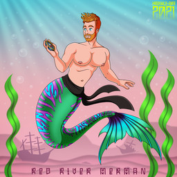 barazoku beard belt blue_eyes bubble compass erect_nipples facial_hair fin hair male markings muscular muscular_humanoid muscular_male navel nipples orange_hair pecs red_hair seaweed shipwreck solo split_form striped_markings striped_tail stripes tail tail_markings text underwater waist water frankly-art mermay aquatic fish humanoid merfolk 1:1