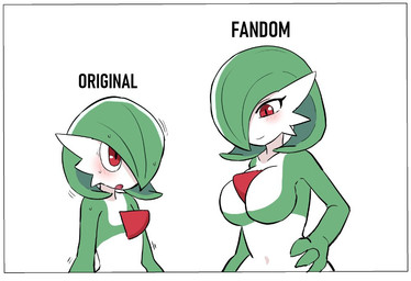 big_breasts breasts comparing comparing_breasts comparison duo female flat_chested green_body green_hair hair larger_female pseudo_hair red_eyes size_difference smaller_female smile white_body ddingyong nintendo pokemon gardevoir generation_3_pokemon humanoid pokemon_(species) 2025