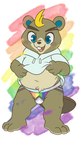 anthro belly blonde_hair blue_eyes bulge clothing freckles hair hoodie jockstrap lgbt_pride male multicolored_clothing navel overweight overweight_anthro overweight_male pride_color_background pride_color_clothing pride_color_underwear pride_colors progress_pride_colors rainbow_background rainbow_clothing rainbow_pride_clothing rainbow_pride_colors rainbow_symbol simple_background six-stripe_rainbow_pride_colors slightly_chubby solo topwear underwear tbid animal_crossing nintendo c.j._(animal_crossing) beaver mammal rodent hi_res