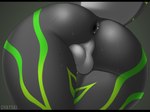 abstract_background anthro anus backsack balls big_butt black_anus black_bars bodily_fluids butt genitals green_markings grey_body grey_skin huge_butt huge_hips huge_thighs male markings solo spread_anus spreading sweat sweatdrop sweaty_balls sweaty_butt sweaty_genitalia sweaty_legs sweaty_thighs thick_thighs wide_hips chatski fish marine shark hi_res letterbox