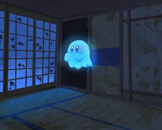 abandoned_building ambiguous_gender black_eyes blue_cheeks blue_eyes detailed_background door haunted_house home inside mouth_closed not_furry solo standing ara_love_kirby kirby_(series) nintendo kirby alien ghost spirit waddling_head 2024 5:4 clip_studio_paint_(artwork) digital_media_(artwork)