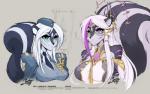 anthro blue_eyes clothed clothing duo eyebrows eyelashes eyewear female glasses hair purple_eyes white_hair jesonite nova_arksenth_(nova_arksenth) valcione_solis_(prismakari) mammal mephitid skunk 2019 digital_media_(artwork)