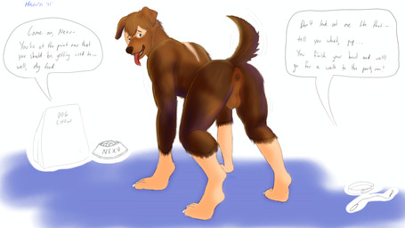 anthro anus breath brown_body brown_fur butt feral fur growth looking_at_viewer looking_back male panting paws solo tail transformation worried halentfs canid canine mammal 16:9 absurd_res hi_res widescreen