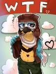 anthro clothed clothing eyewear female glasses graffiti graffiti_on_wall heart_eyes heart_symbol pilot_hat pilot_suit pilot_uniform scarf solo dumpie indigo_park mollie_macaw avian bird macaw neotropical_parrot parrot true_parrot redraw