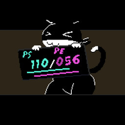 >_< ambiguous_gender anthro big_butt black_body black_fur bouncing bouncing_butt butt eyes_closed front_view fur gameplay_mechanics gui happy health_bar kerchief male mask mostly_nude multicolored_body multicolored_fur shortstack shortstack_male smile solo tail tail_motion two_tone_body two_tone_fur white_body white_fur wide_hips sharpbean atlus megami_tensei persona_(series) persona_5 sega morgana_(persona) domestic_cat felid feline felis mammal tuxedo_cat 1:1 animated digital_media_(artwork) pixel_(artwork) pixel_animation