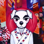 anthro black_nose blush clothed clothing eyebrows fur male solo topwear white_body white_fur kresendoe animal_crossing bjork k.k._slider_album_redraw nintendo post_(bjork) k.k._slider canid canine canis domestic_dog mammal 1:1 2020 album_cover cover digital_media_(artwork) hi_res meme