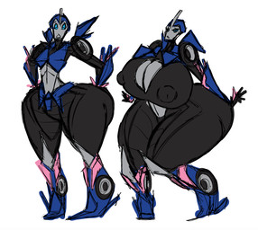 armor autobot big_breasts big_butt black_body black_skin blue_eyes breast_expansion breastplate breasts butt butt_expansion expansion female grey_body grey_skin huge_breasts huge_butt hyper hyper_breasts machine nipples non-mammal_breasts not_furry solo standing thick_thighs wide_hips kevemperor hasbro takara_tomy transformers transformers:_prime transformers_aligned_continuity arcee cybertronian robot sketch