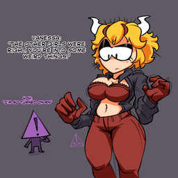 confusion cosplay crossover_cosplay duo female male male/female wide_hips 404unstable five_nights_at_frickbear's_3 helltaker beelzebub_(helltaker) vanessa_(fnaf) human mammal crossover hi_res