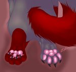 anthro butt female fur multicolored_body multicolored_fur multicolored_tail nude pawpads paws sitting solo tail zylenfluffer jane_stormhound domestic_cat felid feline felis mammal norwegian_forest_cat 2021 hi_res