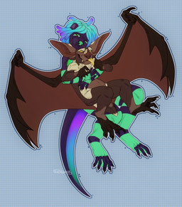 ambiguous_gender anthro big_ears black_claws blep blue_body blue_hair brown_body brown_fur brown_wings butt_tuft claws dreadlocks duo fangs fur green_body green_eyes green_sclera hair hug hugging_another hugging_from_behind membrane_(anatomy) membranous_wings navel no_pupils nude purple_body purple_hair simple_background tan_body tan_fur teeth tongue tongue_out tuft wing_claws wings yellow_eyes yellow_tongue riorix bat mammal mustelid otter 2018 dated hi_res signature