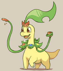 3_toes ambiguous_gender brown_background claws container cup feet feral flower_accessory head_accessory holding_container holding_cup holding_object leaf_(anatomy) open_mouth orange_eyes paint plant quadruped raised_leg scales shadow simple_background solo tail toe_claws toes tongue vines yellow_body yellow_scales shellyochunks nintendo pokemon tales_of_tabira frankie_(tales_of_tabira) bayleef generation_2_pokemon pokemon_(species) 2015 shaded female_(lore)