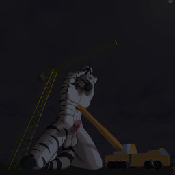 anthro armor balls bdsm bodily_fluids bondage bound clothing construction_equipment crane_(machine) detailed_background dripping duo erection genital_fluids genitals hard_hat headgear helmet light low-angle_view macro macro_male male male/male mask micro micro_male moonlight night nipples nude penis precum precum_drip precum_string restraints rope rope_bondage safety_vest topwear vehicle vest wearing_mask weaselclaw luka_(weaselclaw) cheetah felid feline mammal pantherine tiger 1:1 2025 hi_res
