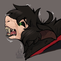 anthro black_lips black_sclera bodily_fluids brown_background brown_body brown_fur brown_hair demi_transformation drooling fangs female fur fur_growth growth hair human_to_anthro lips mid_transformation open_mouth saliva sharp_teeth simple_background snout snout_growth solo species_transformation teeth thick_bottom_lip tongue transformation werewolfaboo mythology canid canine human mammal mythological_canine mythological_creature werecanid werecanine werecreature werewolf 2026 bust_portrait portrait