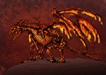 ambiguous_gender bone burning charred feral fire glowing glowing_eyes magic membrane_(anatomy) membranous_wings quadruped skeleton solo tail wings yenocwolf mythology secrets_of_uncrom uncrom rarsir dragon mythological_creature mythological_scalie scalie undead visha absurd_res hi_res