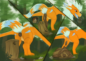anthro anus black_body black_fur blue_anus blue_body blue_eyes blue_fur blue_tongue breath brown_body brown_fur brown_hair butt crowning_feces dipstick_ears duo ear_markings enjoying_the_go feces feces_on_ground feces_pile feral forest fur grass green_body green_fur green_inner_ear_fluff hair inner_ear_fluff larger_feral male male_anthro male_feral male_pooping multicolored_body multicolored_ears multicolored_fur narrowed_eyes open_mouth orange_body orange_fur outhouse outside plant pooping pooping_on_object raised_tail scatplay size_difference smaller_anthro spread_wings tail tongue tongue_out tree tuft wide_eyed wings coltrez mythology dusky_(floofer318) satsuma_(stinky_fen) canid canine dragon fennec_fox fox furred_dragon furred_scalie mammal mythological_creature mythological_scalie scalie true_fox comic hi_res
