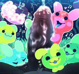 2_antennae ambiguous_gender antennae_(anatomy) anthro ball_lick balls bestiality big_balls big_penis black_body black_eyes black_fur blush bodily_fluids body_worship cum cum_drip cum_on_face cumshot dripping ejaculation excited exclamation_point eyes_closed feral first_person_view fur genital_fluids genital_worship genitals green_antennae green_body group heart_symbol huge_penis licking looking_at_viewer male motion_lines multicolored_body musical_note musical_symbol nature oral penile penis penis_lick penis_worship pink_antennae pink_body red_body saliva sex shy size_difference surprised sweat symbol tongue tongue_out two_tone_body vein veiny_penis negativedye bits_and_bops arthropod caterpillar flow_worms_(bits_and_bops) grub_(insect) insect larva worm 2025 hi_res