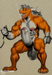 anthro balls big_balls big_penis bodily_fluids chain claws cum erection genital_fluids genitals hair horn huge_balls huge_penis humanoid_genitalia humanoid_penis hyper hyper_genitalia hyper_penis machine male milk milking_machine muscular muscular_male nipples nude open_mouth penis scrotum_flap simple_background solo tongue guccigarf mythology dragon mythological_creature mythological_scalie scalie digital_media_(artwork) hi_res