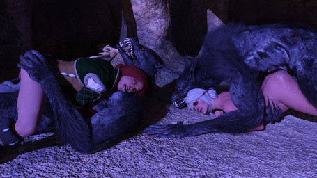 anthro clothed clothed_sex clothing dominant dominant_anthro dominant_male fangs female female_human female_on_anthro forced glowing glowing_eyes group hair male male/female penetration pregnant pregnant_female rape red_hair sex teeth tongue tongue_out white_hair barelymediocr3d mythology the_witcher cirilla_fiona_elen_riannon triss_merigold canid canine human mammal mythological_canine mythological_creature werecanid werecanine werecreature werewolf 16:9 3d_(artwork) digital_media_(artwork) hi_res widescreen