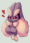 ambiguous_gender anthro brown_body closed_smile eyebrows eyelashes fingers fluffy_ears heart_symbol mouth_closed pupils red_eyes red_heart simple_background smile solo thick_eyebrows flavia-elric nintendo pokemon generation_4_pokemon lopunny pokemon_(species) 2018 digital_media_(artwork) hi_res