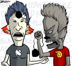 alternate_species anthro beavis beavis_and_butt-head butt-head digital_media_(artwork) domestic_cat duo felid feline felis furrification low_res male mammal oekaki parody sobegrrl teeth what