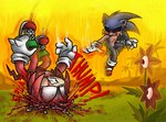 anthro blood blood_in_mouth bodily_fluids brain_matter clothing death duo falling floating flower footwear gloves gore grass handwear killing looking_at_another male male_death motion_lines plant shoes sound_effects violence tragiccurse creepypasta sega sonic.exe_(creepypasta) sonic_the_hedgehog_(series) fan_character knuckles_the_echidna sonic.exe sonic_the_hedgehog echidna eulipotyphlan hedgehog mammal monotreme