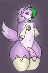 anthro big_penis cat_costume clothing collar costume curvy_figure femboy genitals male penis purple_body solo eriklechugaa five_nights_at_freddy's five_nights_at_freddy's:_security_breach scottgames steel_wool_studios roxanne_wolf canid canine canis mammal wolf digital_media_(artwork) hi_res