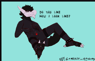 anthro balls_outline bdsm belt bulge claws clothing detailed_bulge footwear genital_outline gimp gimp_suit latex lock_bulge male paws socks solo stirrup_socks tail comrade_grigory mythology dragon mythological_creature mythological_scalie scalie absurd_res hi_res