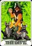 anthro balls card card_template chain foreskin fortune_telling genitals group humanoid_genitalia humanoid_penis major_arcana male occult_symbol penis pentagram symbol tarot tarot_card the_devil_(tarot) trio neenya disney the_lion_king banzai_(the_lion_king) ed_(the_lion_king) scar_(the_lion_king) felid hyena lion mammal pantherine spotted_hyena absurd_res hi_res