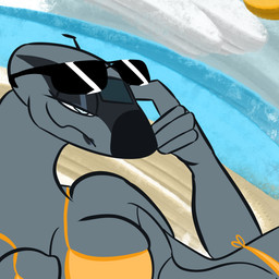 aircraft anthro beach bedroom_eyes big_breasts bikini breasts clothing eyeliner eyewear female lying_on_ground machine makeup narrowed_eyes on_ground outside seductive solo sunglasses sunglasses_lift swimwear two-piece_swimsuit vehicle iconictm aeromorph living_aircraft living_machine living_vehicle 1:1 hi_res