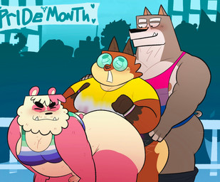 anthro balls bisexual_pride_colors blush breasts butt clothing erection fur genitals group group_sex lgbt_pride lucky_pierre male nipples nonbinary_pride_colors nude overweight overweight_anthro overweight_bottom overweight_male overweight_top penetration penile penis pride_colors sex small_penis tail threesome trio vincian_pride_colors anukkyt carlos_(ophelia_sketched) nova(ophelia_sketched) pogi_(anukkyt) bear canid canine canis domestic_dog fox giant_panda mammal pit_bull vulpin hi_res nonbinary_(lore)