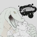 anthro bodily_fluids burping burping_in_face drooling duo male male/male open_mouth saliva sharp_teeth teeth text tongue yellow_eyes zyyphelze crocodile crocodilian felid leopard mammal pantherine reptile scalie 1:1 hi_res