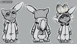 anthro bodily_fluids butt_flap butt_slap clothing crying hood hooded hoodie kigurumi male onesie onsie slap solo spanking tears topwear turnaround sqwek nintendo pokemon generation_2_pokemon pokemon_(species) sneasel hi_res