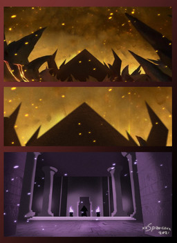 anthro building duo egyptian_architecture fire hell lava male pillar sitting stairs temple xxsparcoxx egyptian_mythology middle_eastern_mythology mythology anubis anubis_(xxsparcoxx) anubian_jackal canid canine canis deity jackal mammal 2021 comic digital_media_(artwork) hi_res