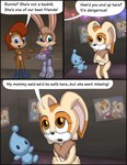 anthro clothed clothing dialogue female group nude partially_clothed photo prosthetic prosthetic_limb text trio omatic archie_comics sega sonic_the_hedgehog_(archie) sonic_the_hedgehog_(comics) sonic_the_hedgehog_(series) bunnie_rabbot cream_the_rabbit sally_acorn chao_(sonic) lagomorph leporid mammal rabbit rodent sciurid tree_squirrel absurd_res comic english_text hi_res