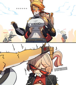 anthro before_and_after big_breasts blonde_hair bodily_fluids breasts carrying_another clothed clothing cloud countershade_torso countershading cross-popping_vein duo duo_focus eyewear faceless_character female female/female fur gesture green_eyes group hair hand_gesture human_on_anthro interspecies karate_chop male multi_nipple neck_tuft nipple_fetish nipple_outline nipple_pinch nipple_play nipples outside piggyback pinch pointing questionable_consent sexual_harassment sky sleeping sunglasses surprised sweat text topwear tuft white_body white_fur yellow_body yellow_fur dorahdew mihoyo zenless_zone_zero burnice_white caesar_king luciana_de_montefio piper_wheel pulchra_fellini wise_(zenless_zone_zero) felid feline human mammal thiren 2025 comic hi_res