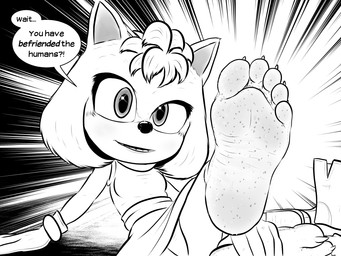 5_fingers 5_toes anthro asking_viewer barefoot biped black_nose bodily_fluids claws clothed clothed_anthro clothed_female clothing conjoined_speech_bubble dialogue dirty dirty_feet extreme_size_difference eyelashes feet female female_anthro fingers foot_fetish foot_focus gloves handwear humanoid_feet iris looking_at_viewer micro panties panty_shot plantigrade pupils shoes_removed size_difference solo solo_focus speech_bubble stuck_to_foot sweat talking_to_viewer toe_claws toes underwear wearing_gloves xtreme7 sega sonic_the_hedgehog_(film) sonic_the_hedgehog_(series) amy_rose eulipotyphlan hedgehog mammal 2025 4:3 hi_res monochrome