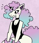 anthro blush clothed clothing crossdressing femboy hair horn leotard looking_at_viewer male multicolored_hair smile solo sweatdrop_(iconography) white_body nerdyreindeer nintendo pokemon felix_(nerdyreindeer) equid equine galarian_form galarian_ponyta generation_8_pokemon mammal pokemon_(species) regional_form_(pokemon)