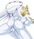 anus breasts clothing female genitals gloves handwear mask pussy solo white_body wide_hips wings heigani bandai_namco digimon animal_humanoid digimon_(species) felid felid_humanoid feline feline_humanoid humanoid mammal mammal_humanoid nefertimon