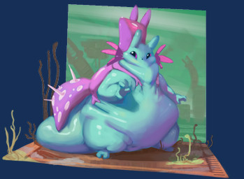 2_toes 3_fingers ambiguous_gender anthro belly big_belly big_eyes big_tail blue_body carrying_another duo external_gills feet fingers gills glistening glistening_body markings obese overweight overweight_ambiguous overweight_anthro piggyback purple_body purple_eyes spikes spines spots spotted_markings spotted_tail squish tail tail_markings toes white_eyes citrusslugcat rain_world videocult rivulet_(rain_world) spearmaster_(rain_world) slugcat alpha_channel