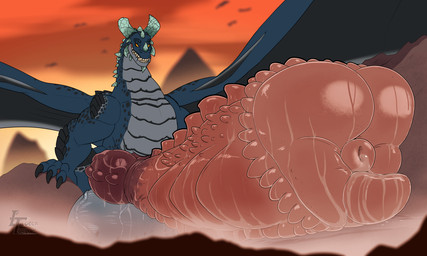 balls big_balls big_penis claws feral flared_penis genitals horn huge_balls huge_penis hyper hyper_balls hyper_genitalia hyper_penis knot knotted_penis macro male non-mammal_balls penis penis_ridge ridged_penis solo spiked_penis spikes spikes_(anatomy) wings luccatoasty mythology dragon mythological_creature mythological_scalie scalie 5:3 hi_res