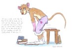 anthro book bulge clothed clothing crossdressing feces femboy footwear gloves handwear lace looking_back male pained_expression pooping_self raised_tail scatplay socks soiling solo tail text timon-berkowitz disney the_great_mouse_detective basil_(disney) mammal mouse murid murine rodent english_text hi_res traditional_media_(artwork)