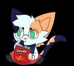 anthro breasts disability eating eyewear female glasses mute notebook noarustar sanura calico_cat domestic_cat felid feline felis mammal animated short_playtime