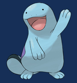 ambiguous_gender anthro biped black_eyes blue_body blue_skin blue_tail dot_eyes front_view open_mouth open_smile raised_hand simple_background simple_eyes smile solo standing tail transparent_background ken_sugimori nintendo pokemon generation_2_pokemon pokemon_(species) quagsire alpha_channel full-length_portrait hi_res official_art portrait
