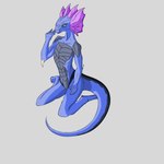 anthro arm_spikes blue_body female flat_chested frill_(anatomy) head_crest head_frill kneeling long_neck long_tail nude pupils scales slit_pupils solo spikes spikes_(anatomy) tail zulu_uwu divinity_(series) lizard lizard_(divinity) lizardman reptile scalie 1:1 absurd_res cel_shading hi_res shaded simple_shading