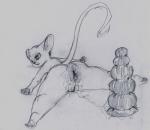 anal_fluids anthro anus bodily_fluids dildo female gaping gaping_anus genitals large_penetration leaking loose_anus lube lying on_front penetration pussy raised_tail sex_toy simple_background solo spread_legs spreading stretched_anus tail yang_(artist) mammal mouse murid murine rodent hi_res sketch