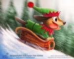 ambiguous_gender clothed clothed_feral clothing feral holidays plant sled snow solo text tree piper_thibodeau christmas canid canine canis dachshund domestic_dog hunting_dog mammal digital_media_(artwork) digital_painting_(artwork) english_text painting_(artwork) url